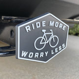 Bike Tow Hitch Plug Cover for 2" Receivers "Ride More, Worry Less" by Wonder Plate Frames™